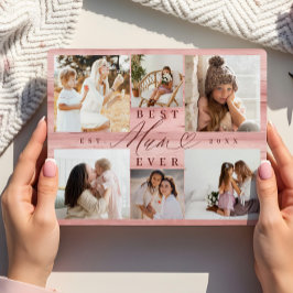 Placa Expositora Mejor Mamá de Collage de fotos de familia Pink Woo