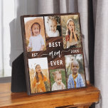 Placa Expositora Mejor Mamá de la Historia - Collage de madera foto<br><div class="desc">Celebra a tu madre con la "mejor Collage de fotos de mamá de todos los tiempos". Esta placa personalizada presenta un hermoso collage de preciadas fotos, que capturan momentos y recuerdos especiales. El sincero mensaje "Mejor Mamá Nunca" agrega un toque amoroso. Diseñado a partir de materiales de alta calidad con...</div>