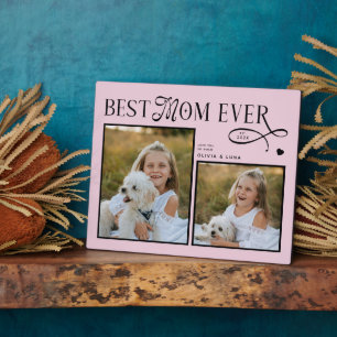 Placa Expositora Mejor Mamá del Mundo Foto Corazón Perro Regalos Dí