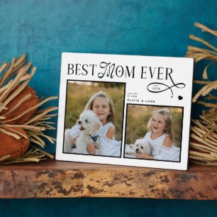 Placa Expositora Mejor Mamá del Mundo Foto Corazón Perro Regalos Dí