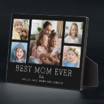 Placa Expositora Mejor Mamá, Niños, Personalizado De 5 Collages de<br><div class="desc">Un diseño simple y limpio permite que las fotos de tu familia brillen en esta placa de la Mejor Mamá de la Historia. Una gran fotografía en el centro con dos fotos más pequeñas a cada lado te permite insertar tus propias fotos fácilmente. La mejor mamá de todos los tiempos...</div>