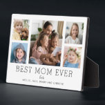 Placa Expositora Mejor Mamá, Niños, Personalizado De 5 Collages de<br><div class="desc">Un diseño simple y limpio permite que las fotos de tu familia brillen en esta placa de la Mejor Mamá de la Historia. Una gran fotografía en el centro con dos fotos más pequeñas a cada lado te permite insertar tus propias fotos fácilmente. La mejor mamá de todos los tiempos...</div>