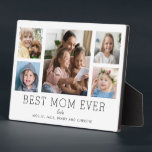 Placa Expositora Mejor Mamá, Niños, Personalizado De 5 Collages de<br><div class="desc">Un diseño simple y limpio permite que las fotos de tu familia brillen en esta placa de la Mejor Mamá de la Historia. Una gran fotografía en el centro con dos fotos más pequeñas a cada lado te permite insertar tus propias fotos fácilmente. La mejor mamá de todos los tiempos...</div>