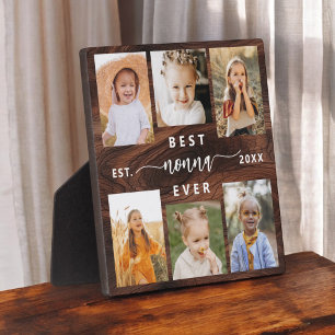 Placa Expositora Mejor Nonna - Nietos Collage de fotos de Madera