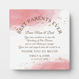 Placa Expositora Mejor Padres/Coral/Oro Gracias Boda