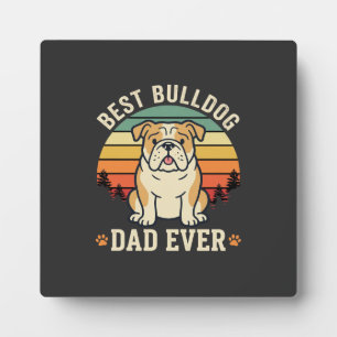 Placa Expositora Mejor papá Bulldog Retro Vector