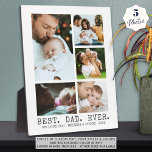 Placa Expositora MEJOR PAPÁ DE NUNCA Collage de fotos Tipo clásico<br><div class="desc">Cree un collage de fotos conmemorativo de cinco imágenes con un título editable (muestra es MEJOR). PAPÁ. EVER.) y una segunda línea de texto para tu mensaje personal en tu elección de estilos de fuente y colores (mostrada en una fuente clásica gris sobre blanco). CAMBIO DE COLOR: Puede cambiar el...</div>