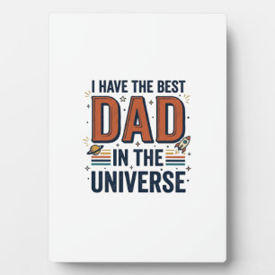 Placa Expositora Mejor Papá del Universo Diseño de Vector Espacial_