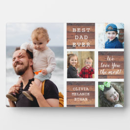 Placa Expositora Mejor Papá Nunca Niños 4 Collages de fotos Madera 