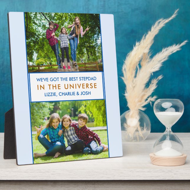 Placa Expositora Mejor Stepdad en el Universo Personalizado 2 Foto (Lado)