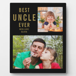 Placa Expositora Mejor Tío Que Nunca 2 Collage de fotos Negro Y Oro