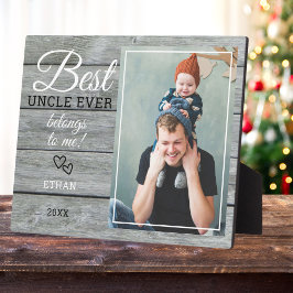 Placa Expositora Mejor Tío Regalo Foto Rustic Gray Wood