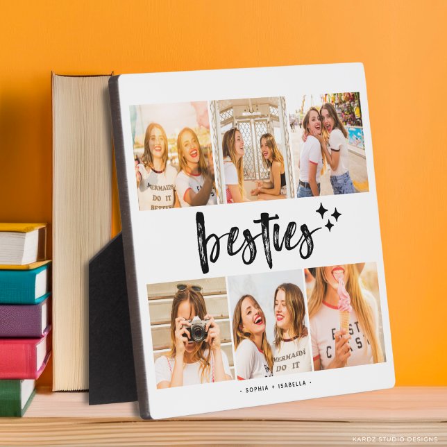 Placa Expositora Mejores Amigas Colage de Fotos (Best Friends Plaque is shown in 5.25 x 5.25 inches.)