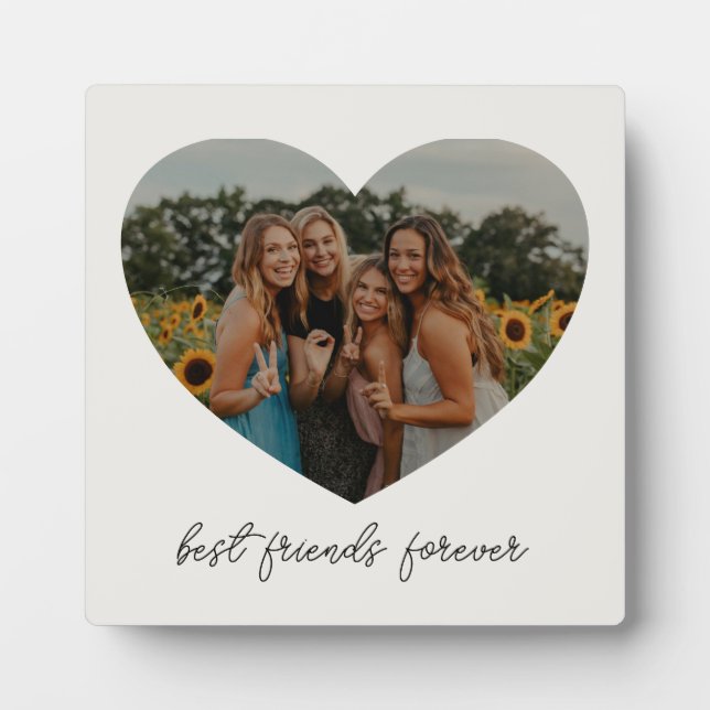 Placa Expositora Mejores Amigas Para Siempre BFF Corazón Personaliz (Frente)