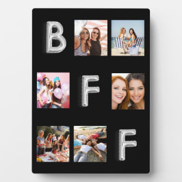 Placa Expositora Mejores amigos collage de fotos negro plateado BFF