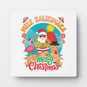 Placa Expositora Mele Kalikimaka para una brillante Navidad hawaian