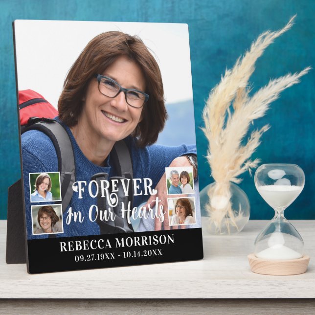 Placa Expositora Memorial 5 Fotografía Moderna Caligrafía Corazones (Lado)