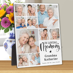 Placa Expositora Memorial de 10 Collages de fotos en memoria de amo