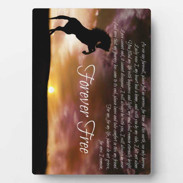 Placa Expositora Memorial de Caballo con Poema Espiritual Original (Frente)