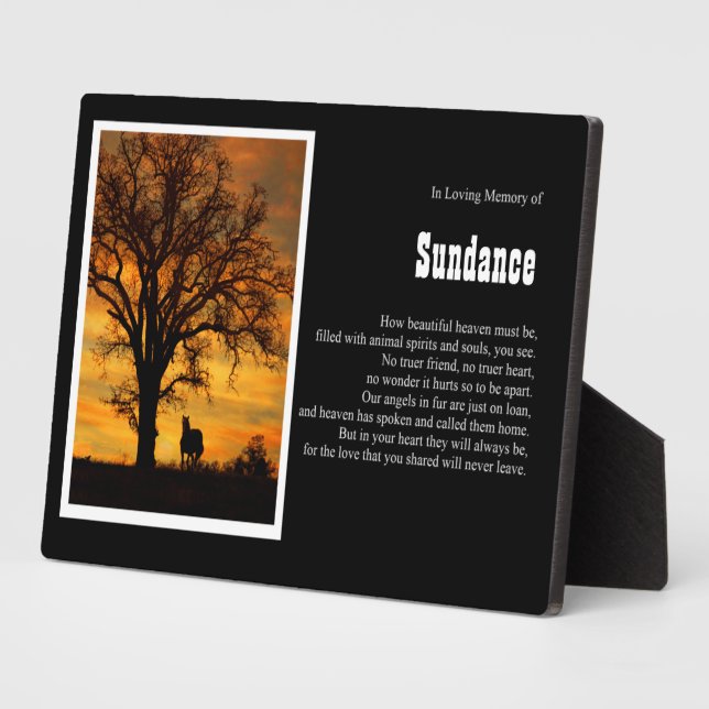 Placa Expositora Memorial de caballo Poema espiritual Nombre person (Lado)