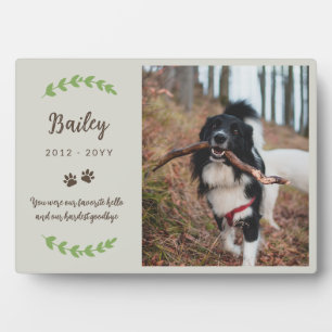 Placa Expositora Memorial de Eggshell Brown Paws & Greenery Photo M