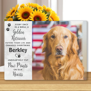 Placa Expositora Memorial de Golden Retriever con Foto Personalizad