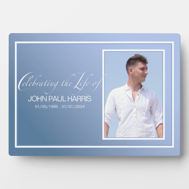 Placa Expositora Memorial de la Mesa de la Foto Azul (Frente)