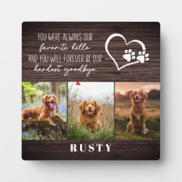 Placa Expositora Memorial de Mascota Favorito Hola Adiós Más Difíci