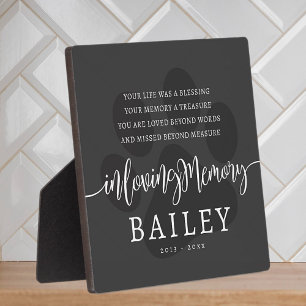 Placa Expositora Memorial de Mascota Moderno Elegante Sencillo Chic