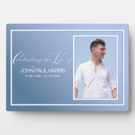 Placa Expositora Memorial de Mesa de Foto Azul