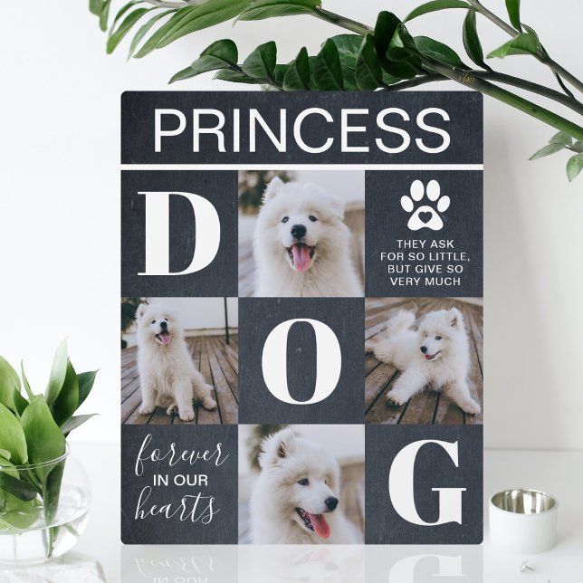 Placa Expositora Memorial de Perro de Pizarra Rústica con 4 Fotos (Subido por el creador)