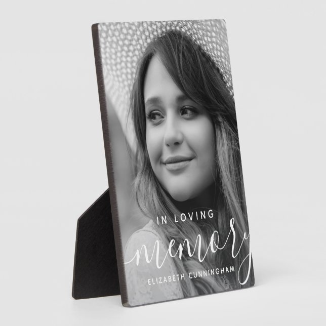 Placa Expositora Memorial en memoria de amor moderno elegante foto (Lado)