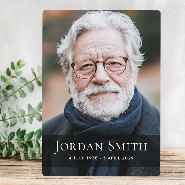 Placa Expositora Memorial fúnebre de foto completa duelo conmemorat (Full photo funeral bereavement memorial plaque)