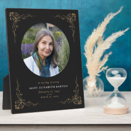 Placa Expositora Memorial Photo Black Gold Decorativo