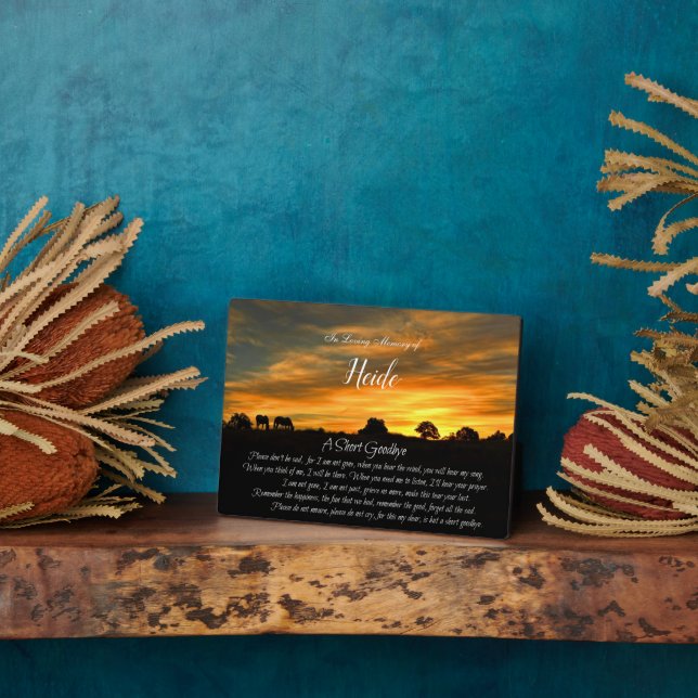 Placa Expositora Memorial Tributo Nombre Poema Espiritual Horse Sun (Lado)