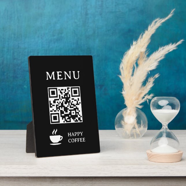 Placa Expositora Menú de código QR de restaurante | 5" x 7" (Lado)