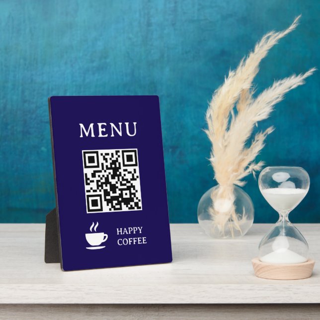 Placa Expositora Menú de código QR de restaurante | 5" x 7" (Lado)