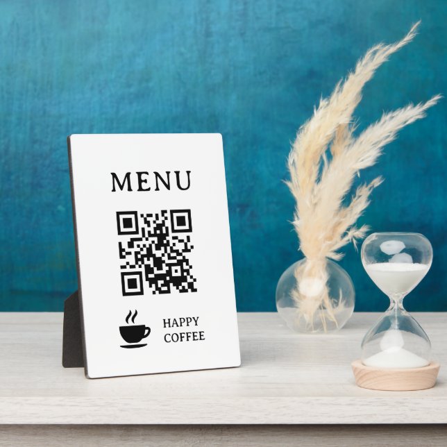 Placa Expositora Menú de código QR de restaurante | 5" x 7" (Lado)