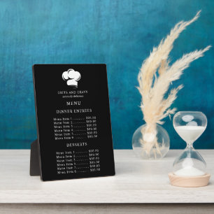 Placa Expositora Menú de restaurante Gorro de Chef Negro Blanco Pre