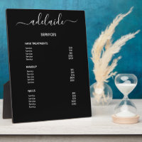 Menú de servicio Lista de precios de venta de Blac