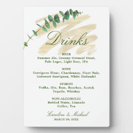 Placa Expositora Menú Eucalyptus, Emerald y Gold Bebidas