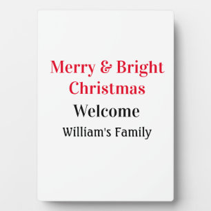 Placa Expositora Merry Bright Navidades agregan nombre de familia a