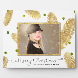Placa Expositora Merry Christmas Gold Purpurina Script - Plaque fot