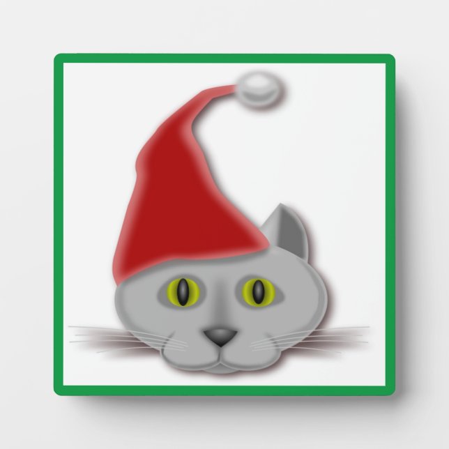 PLACA EXPOSITORA "MERRY NAVIDAD" SANTA CAT (Frente)