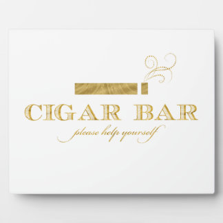 Placa Expositora Mesa de Rótulo de bar de puros Easel - Blanco y Or
