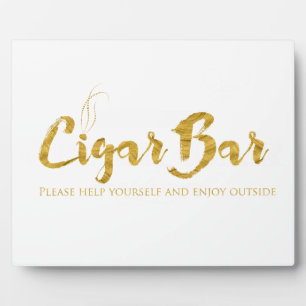 Placa Expositora Mesa de Rótulo de bar de puros Easel - Blanco y Or