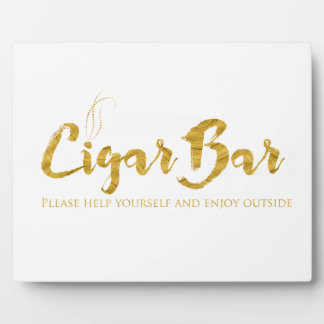 Placa Expositora Mesa de Rótulo de bar de puros Easel - Blanco y Or