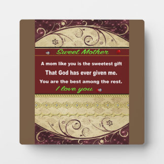 Placa Expositora Mesa top Plaque, regalo a mi madre, cita