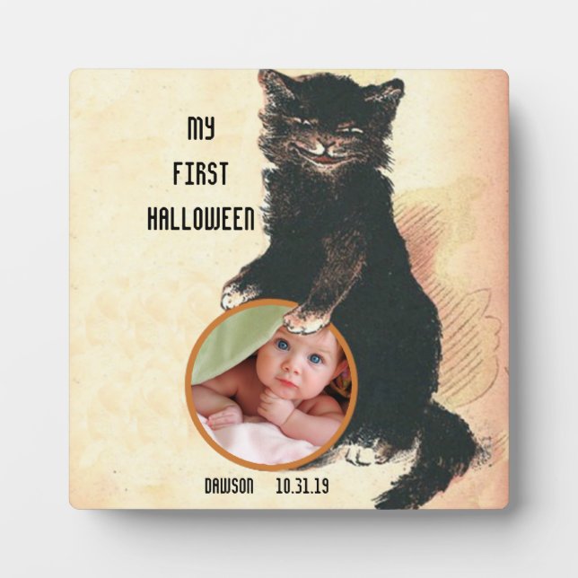 Placa Expositora Mi primer gato HALLOWEEN Baby Photo Black (Frente)