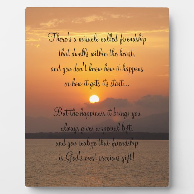 Placa Expositora Milagro de la amistad Poema Plaque (Frente)
